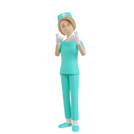 Enfermeira mostrando gesto de amor coreano  3D Illustration