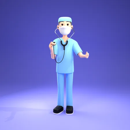 Enfermeira segurando estatoscópio  3D Illustration