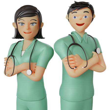 Enfermeiras felizes juntas  3D Illustration