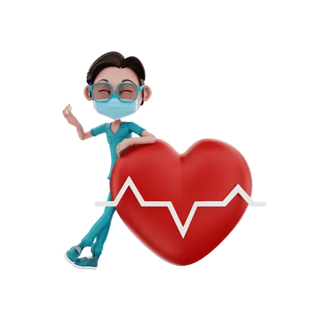 Enfermeiro com coração  3D Illustration