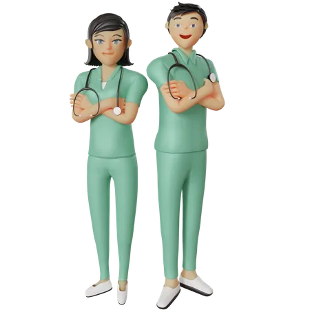 Enfermeiros masculinos e femininos  3D Illustration