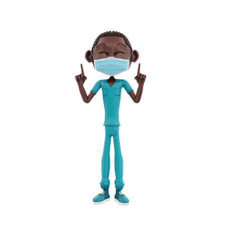 Enfermera africana levantando los dedos  3D Illustration