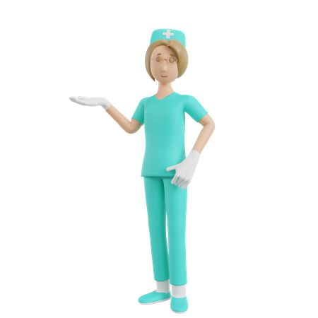 Enfermera mostrando algo  3D Illustration