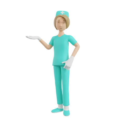 Enfermera mostrando algo  3D Illustration