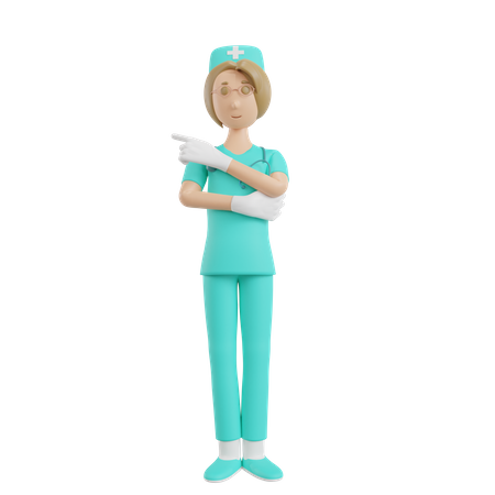 Enfermera mostrando gesto de la mano izquierda  3D Icon
