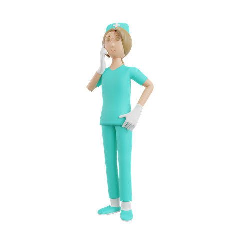 Enfermera pensando algo  3D Icon