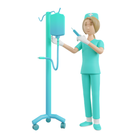 Enfermera haciendo infusión médica  3D Illustration