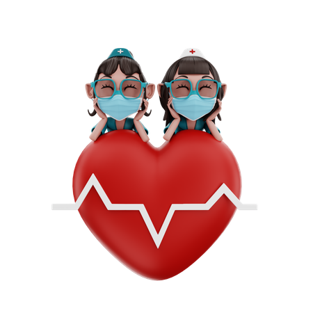 Enfermeras con corazon  3D Illustration