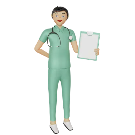 Enfermera Mostrando Papel En Blanco Ilustracion 3 D 3D Illustration