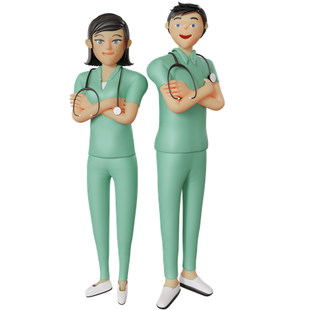 Enfermeros y enfermeras  3D Illustration