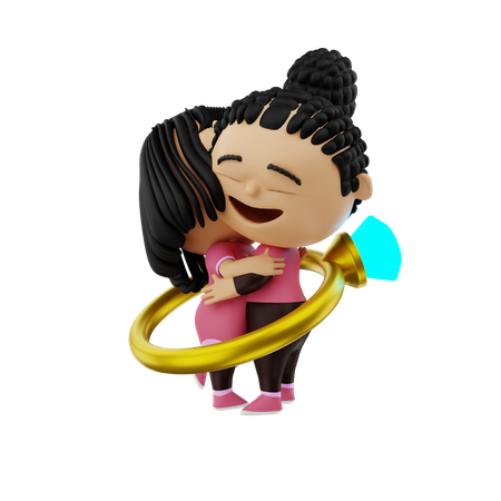 Engaged Couple hugging  3D Icon