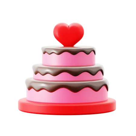 Wedding Cake Hearth Symbol With Chocolate Cream 3 D Icon Illustration Render Design 3D Icon