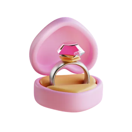 3 D Render Valentines Day Engagement Ring 3D Icon
