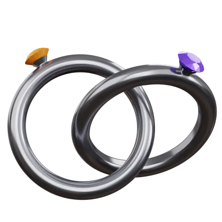 3 D Rendering Two Diamond Rings Isolated 3D Icon