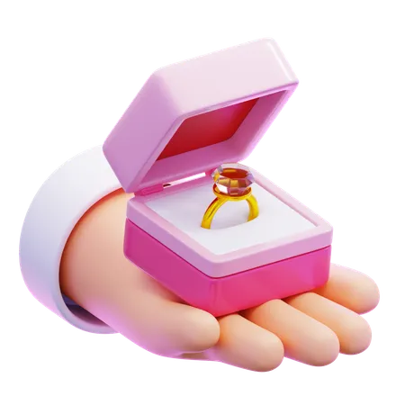 Engagement Ring Open Box  3D Icon