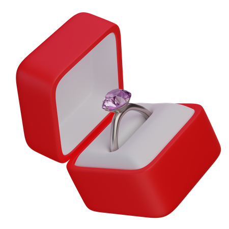 Engagement ring with box 3D Illustration