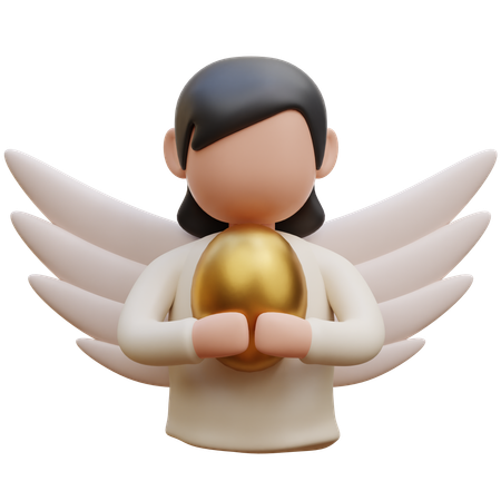 Engel mit goldenem Ei  3D Icon