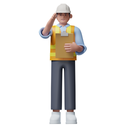 Engenheiro com prancheta  3D Icon
