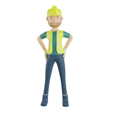 Construction Workers Pose Gesture Illustration 3 D Render 3D Illustration