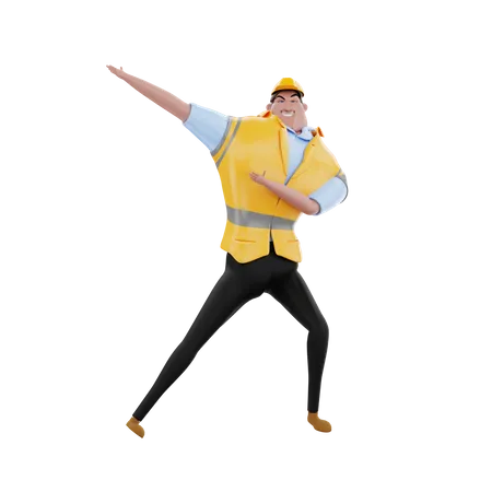 Engineer Dancing 3D Illustration