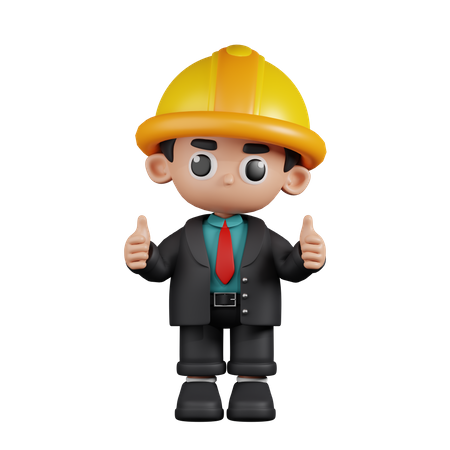 Engineer Giving A Thumb Up  3D Icon