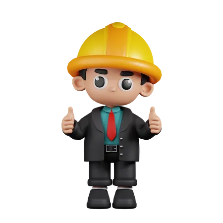 Engineer Giving A Thumb Up  3D Illustration