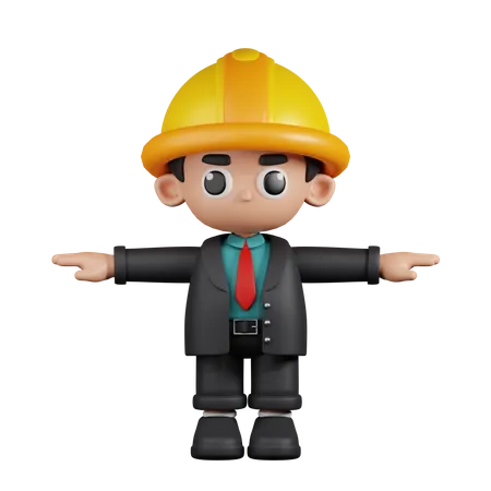 Engineer In T Pose  3D Illustration