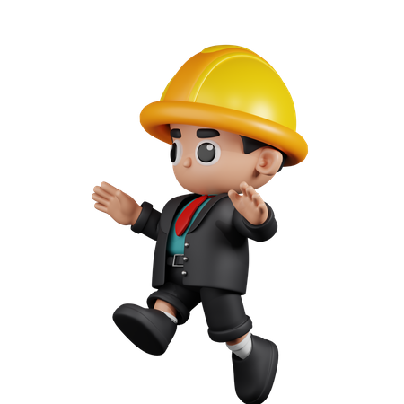 Engineer Jumping  3D Illustration