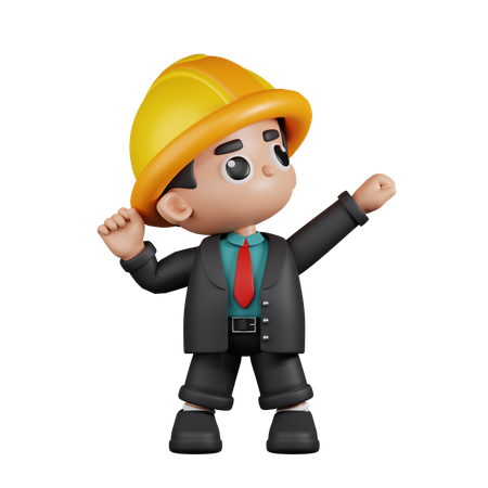 Engineer Looking Victorious  3D Illustration