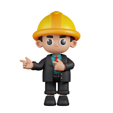 Engineer Pointing Fingers In Direction  3D Illustration