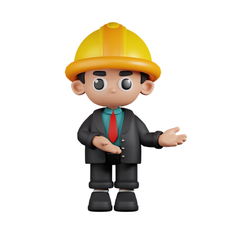 Engineer Pointing To Something  3D Illustration