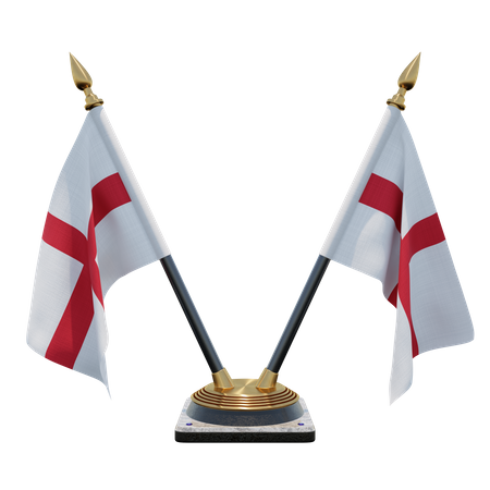 England Double Desk Flag Stand  3D Illustration