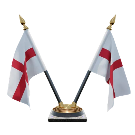 England Double Desk Flag Stand  3D Flag