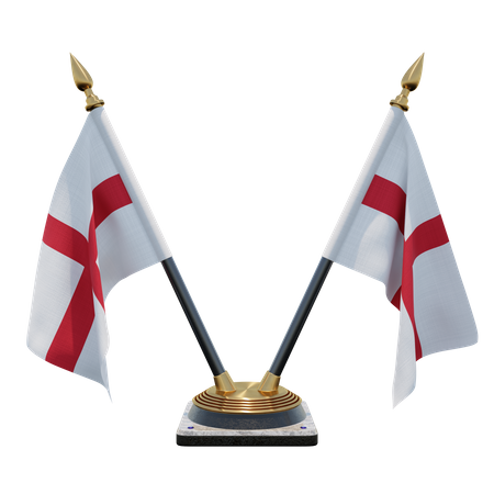 England Double (V) Desk Flag Stand  3D Icon