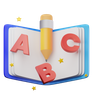 pencil and english book 3d logo