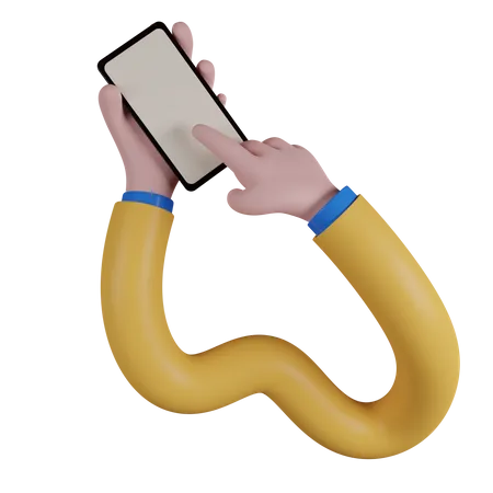 Mão emaranhada engraçada segura smartphone  3D Icon