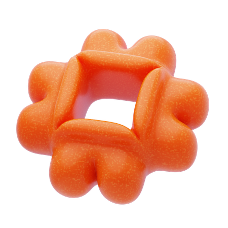 Engrenage creux orange en résine plastique  3D Icon