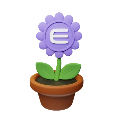 Enj Crypto Plant Pot  3D Icon