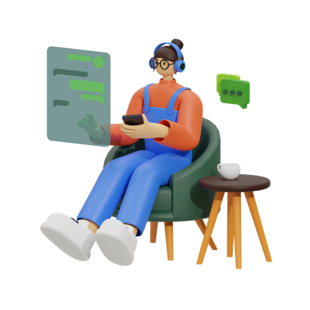 Enjoying Chat in Cozy Sofa  3D Icon