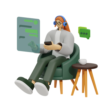 Enjoying Chat in Cozy Sofa  3D Icon