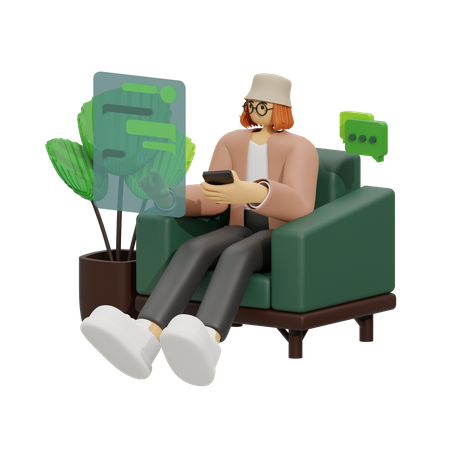 Enjoying Conversation on the Sofa  3D Illustration