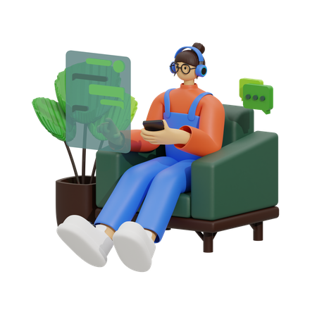 Enjoying Conversation on the Sofa  3D Illustration