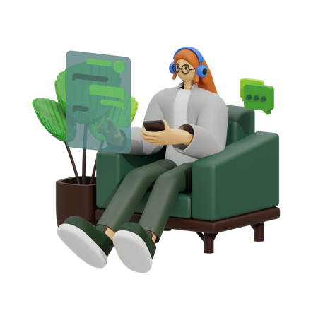 Enjoying Conversation on the Sofa  3D Illustration