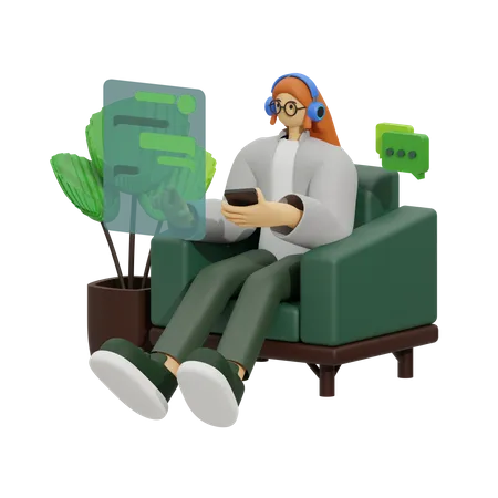 Enjoying Conversation on the Sofa  3D Illustration