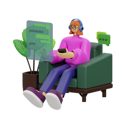 Enjoying Conversation on the Sofa  3D Illustration