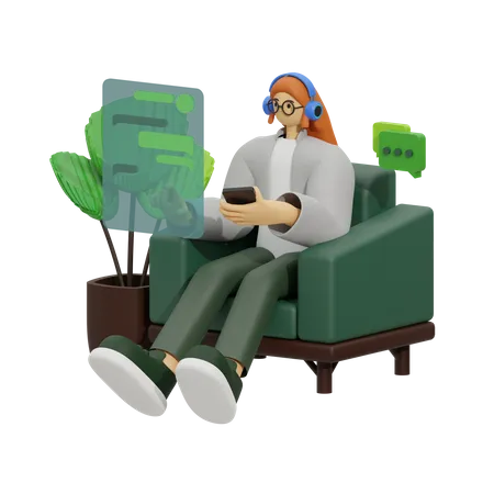 Enjoying Conversation on the Sofa 3D Illustration