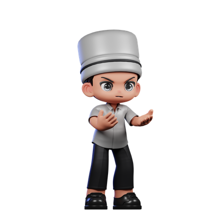 Chef lindo enojado  3D Illustration