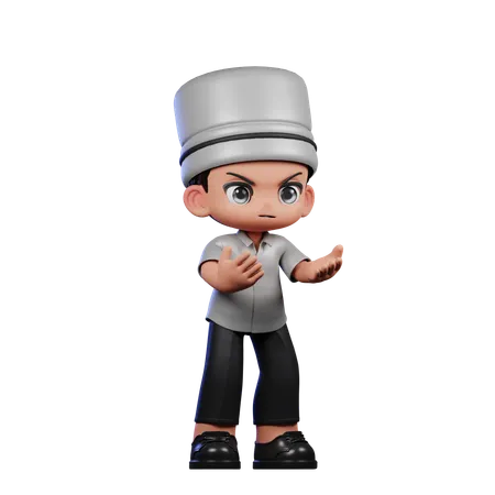 Chef lindo enojado  3D Illustration