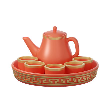 Ensemble de tasses à thé chinoises  3D Icon