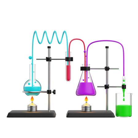 Ensemble d'expériences chimiques  3D Illustration